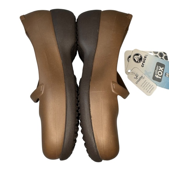 NWT Crocs Silver Fox Maryjane flats in brown/bronze womens 5 shoes comfy office - Picture 5 of 12